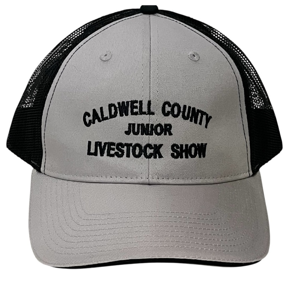 Caldwell County Junior Livestock Show's Adjustable Grey & Black Trucker Cap